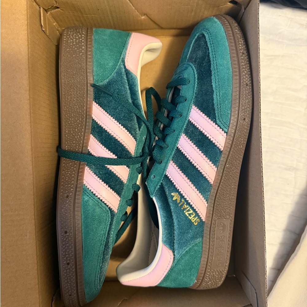 Adidas Green and Pink Gazelle Sneakers